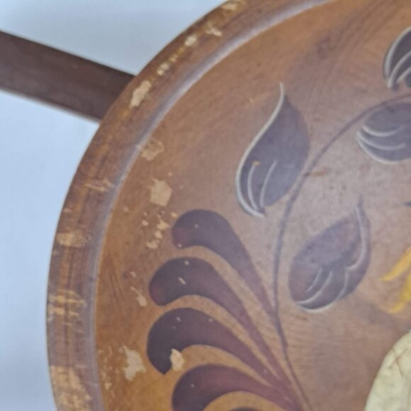 Wooden Wheelbarrow Fruit Bowl Centerpiece Lady with Floral Painting Mid-Century - Picture 5 of 13